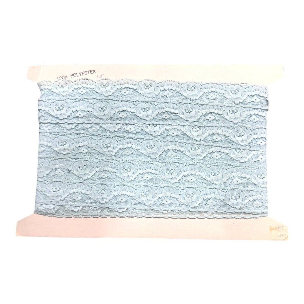 VTG LOT Light Blue 1” Wide Lace Trim For Sewing & Craft Lingerie Panty Polyester